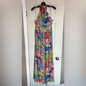 Eliza J Multicolor Halter-Neck Maxi Dress